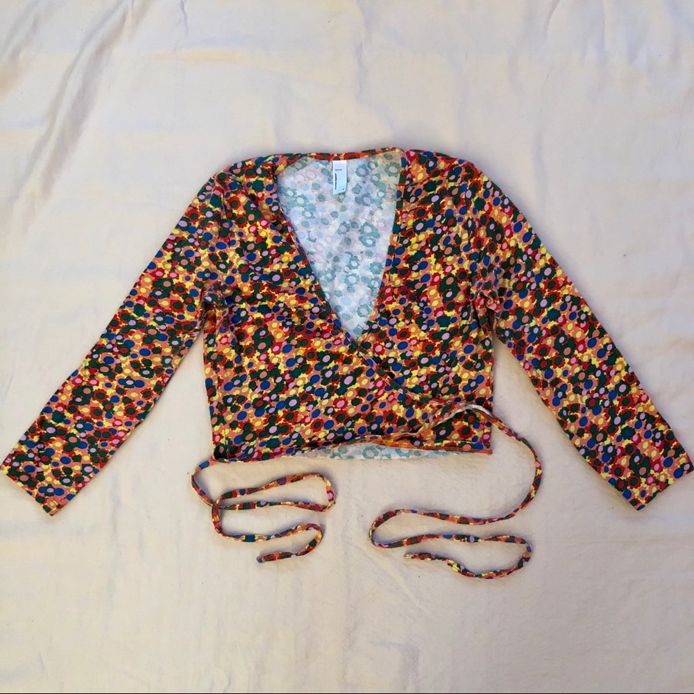 American Apparel Crop Wrap Top with Retro Print